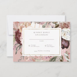 Resposta RSVP de Casamento de Flor Selvagem Dourad
