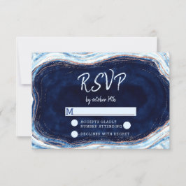 Resposta RSVP de Casamento de Geode de Agato Azul 