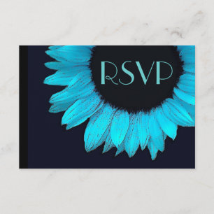 Resposta RSVP de Casamento de Girassol Azul Brilha