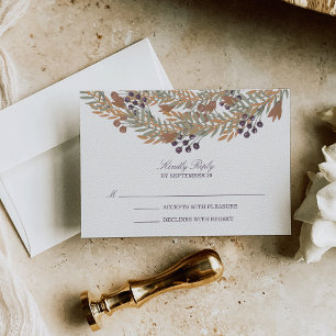 Resposta RSVP de Casamento de Harvest Berry Wreath
