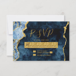 Resposta RSVP de Casamento de marinho Azul de Folh