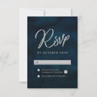 Resposta RSVP de Casamento de marinho Luster Azul 