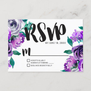 Resposta RSVP de Casamento de Rosa Floral da Mint