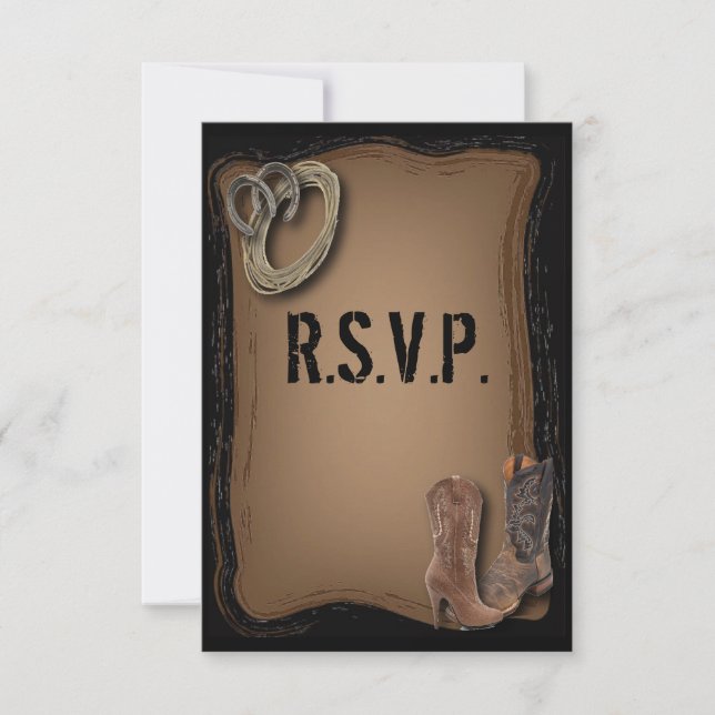 resposta RSVP de casamento do cowboy do país ocide (Frente)