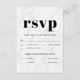 Resposta RSVP de Casamento Elegante Marble Black &
