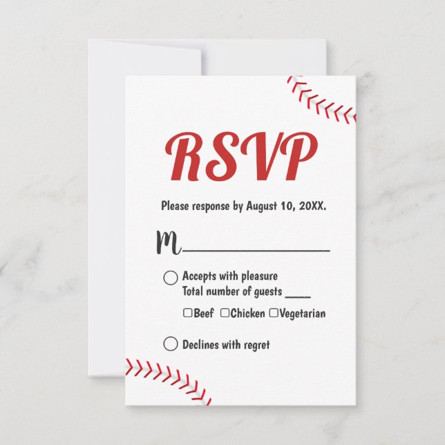 Resposta RSVP de Casamento Esportivo de Baseball (Frente)