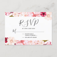 Resposta RSVP de Casamento Floral Burgundy & Pink