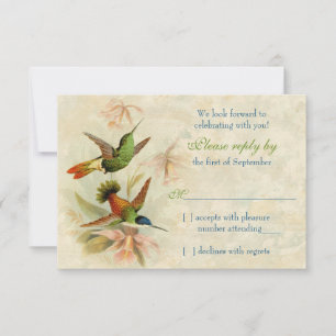 Resposta RSVP de Casamento Floral de Hummingbird V