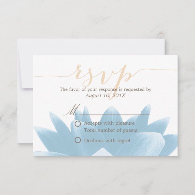 Resposta RSVP de Casamento Floral de Lotus Azul El (Frente)