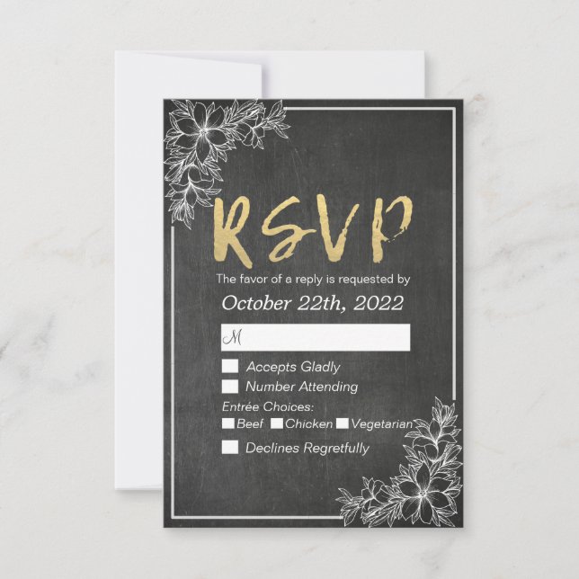 Resposta RSVP de Casamento Floral do Quadro de Scr (Frente)