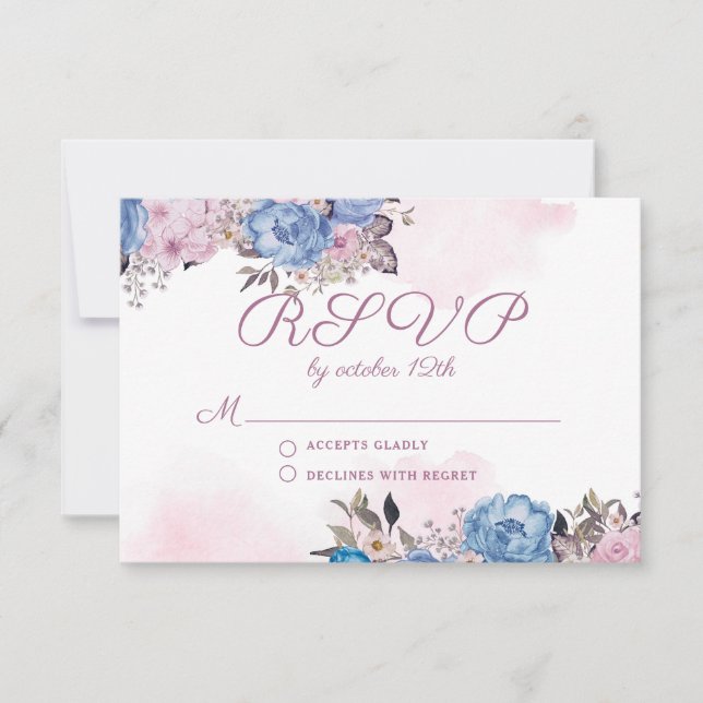 Resposta RSVP de Casamento Floral Rosa-Rosa-Cristã (Frente)