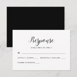 Resposta Rsvp de Casamento Negro e Branco Minimali