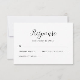 Resposta Rsvp de Casamento Negro e Branco Minimali