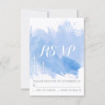 Resposta RSVP de casamento no inverno azul-aquarel
