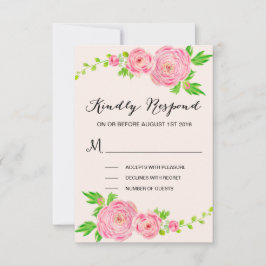 Resposta RSVP de Casamento Ranunculus de Aquarela 