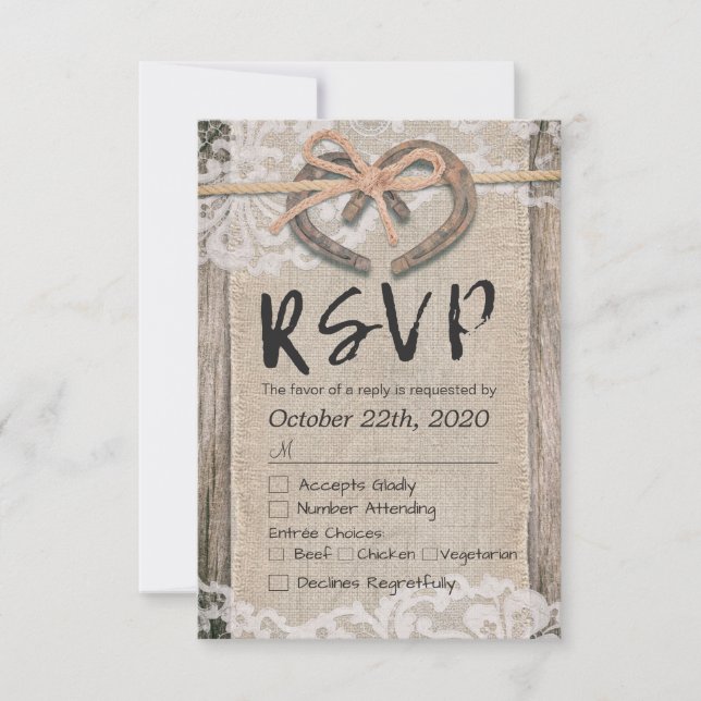 Resposta RSVP de Casamento RSVP de Ferraduras Rúst (Frente)
