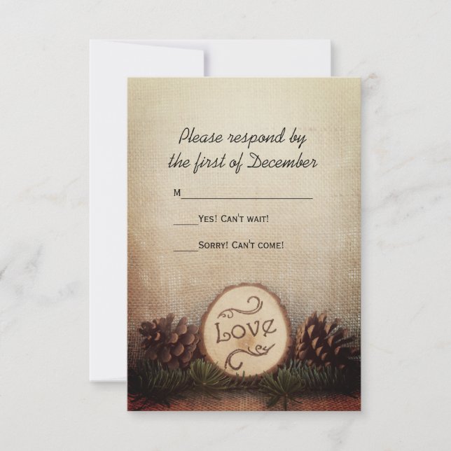 Resposta RSVP de Casamento Rustic Pines Woodland (Frente)