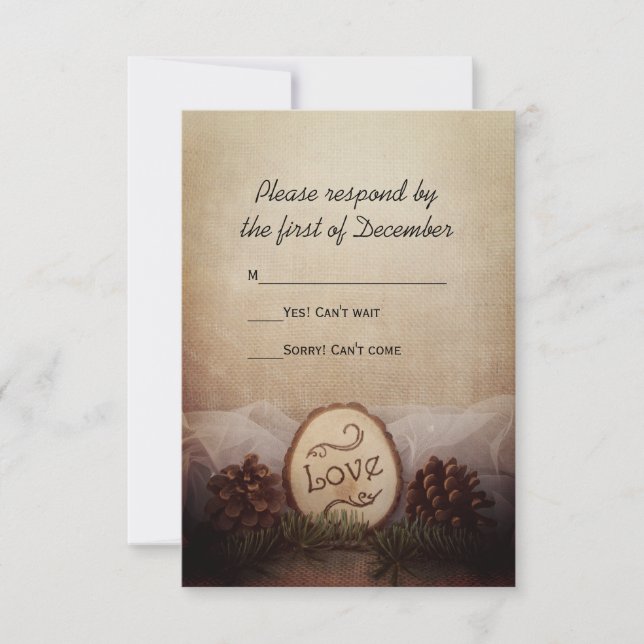 Resposta RSVP de Casamento Rustic Pines Woods (Frente)