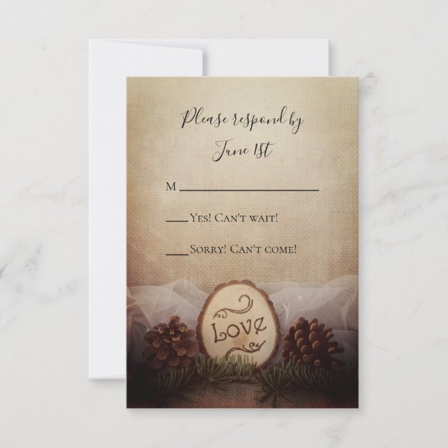 Resposta RSVP de Casamento Rustic Pines Woods (Frente)