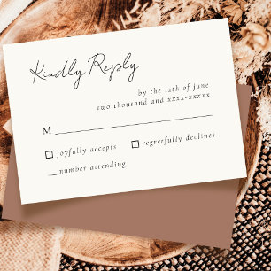 Resposta RSVP de Casamento Simples Mocha Mousse da