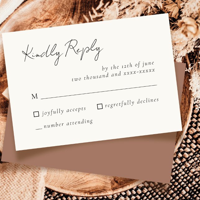 Resposta RSVP de Casamento Simples Mocha Mousse da (Criador carregado)