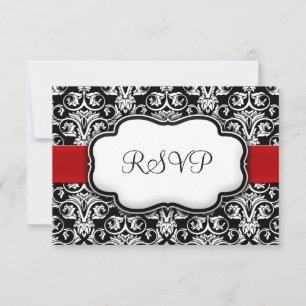 Resposta RSVP de Casamento tema damasco de Fita Pr