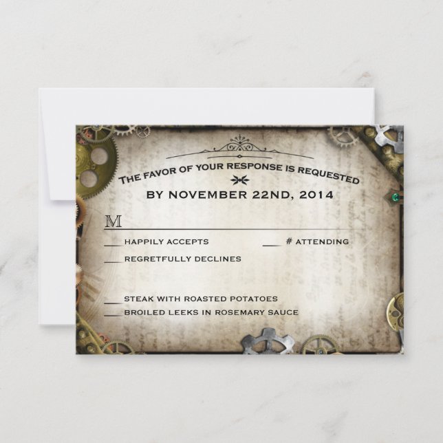 Resposta RSVP de Casamento Vitoriano Steampunk Gea (Frente)