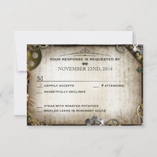 Resposta RSVP de Casamento Vitoriano Steampunk Gea (Frente)