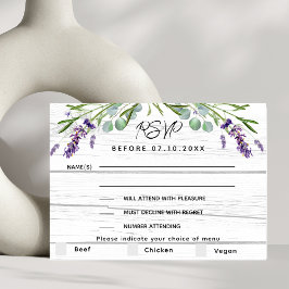 resposta RSVP do menu de casamento de madeira bran