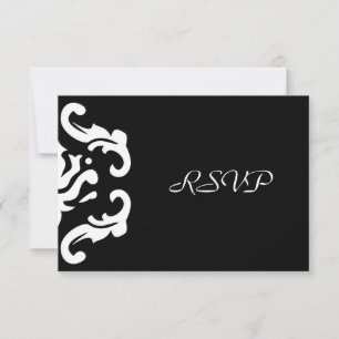 Resposta RSVP em Estilo Preto e Branco Damask