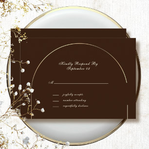 Resposta RSVP em Script Bege com Arco Dourado em M
