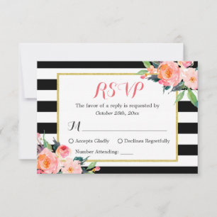 Resposta RSVP Floral de Stripes Brancas Negras Clá