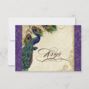 Resposta RSVP Formal de Peacock & Feathers Purple