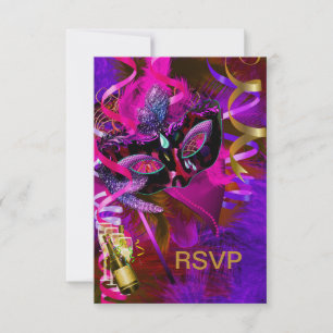 Resposta RSVP Máscaras de Mascarada Champanhe