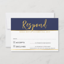 RESPOSTA RSVP moderna simples azul marinho dourado