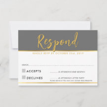 RESPOSTA RSVP moderna simples cinza dourado