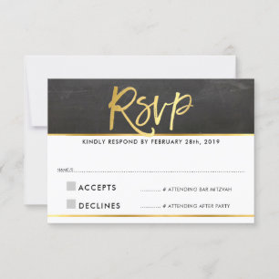 RESPOSTA RSVP moderno quadro-negro giz dourado