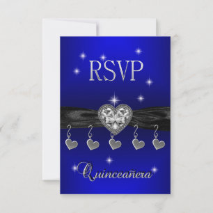Resposta RSVP Quinceanera 15 Royal Blue Black