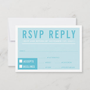 RESPOSTA RSVP RESPOSTA a azul-turquesa de bloco mo