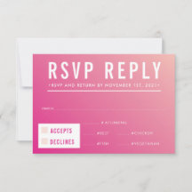 RESPOSTA RSVP RESPOSTA a gradiente rosa brilhante 