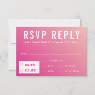 RESPOSTA RSVP RESPOSTA a gradiente rosa brilhante 