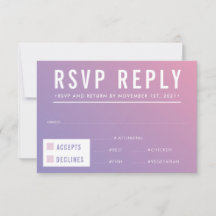 RESPOSTA RSVP RESPOSTA aos gradientes roxos roxos 