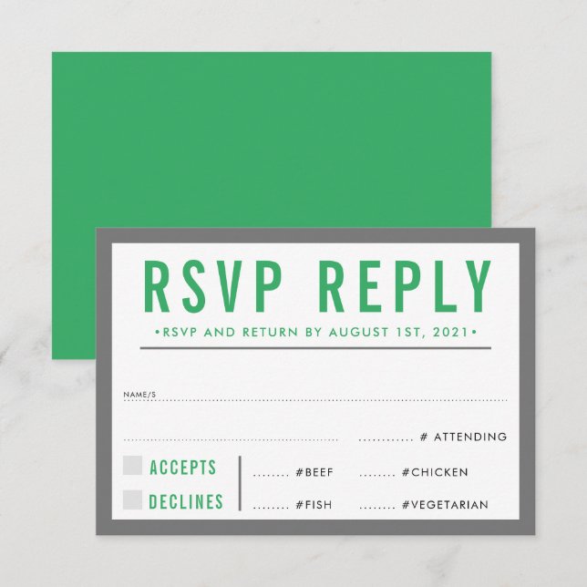 RESPOSTA RSVP RESPOSTA às cinzas corajosas moderna (Frente/Verso)