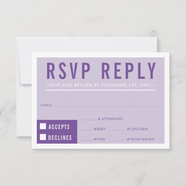 RESPOSTA RSVP RESPOSTA bloco moderno violeta roxo (Frente)