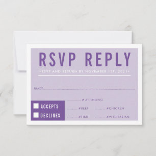 RESPOSTA RSVP RESPOSTA bloco moderno violeta roxo