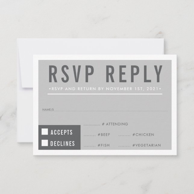 RESPOSTA RSVP RESPOSTA cinzas minimalistas de bloc (Frente)