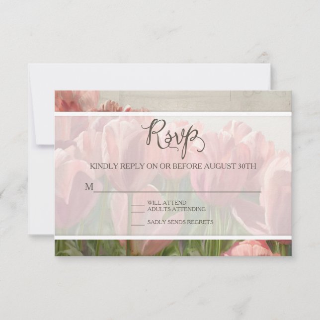 Resposta RSVP Resposta Floral Romântica Bonito Rús (Frente)