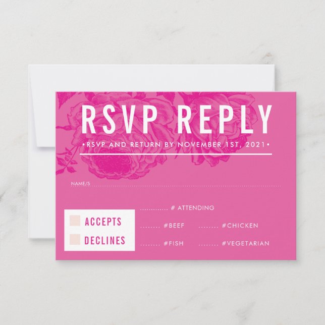 RESPOSTA RSVP RESPOSTA moderna elegante rosa flora (Frente)