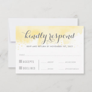 RESPOSTA RSVP RESPOSTA refeições amarelas com aqua