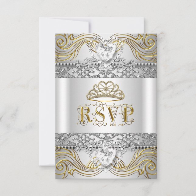 Resposta RSVP Resposta Silver White Quinceanera Do (Frente)